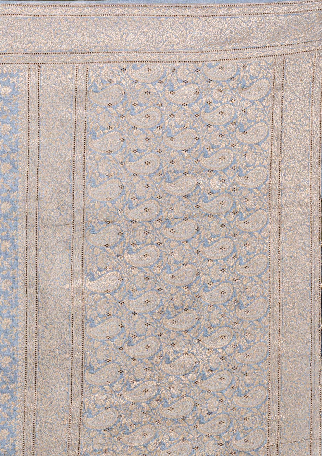 Light Grey Zariwork Brocade Saree-Koskii