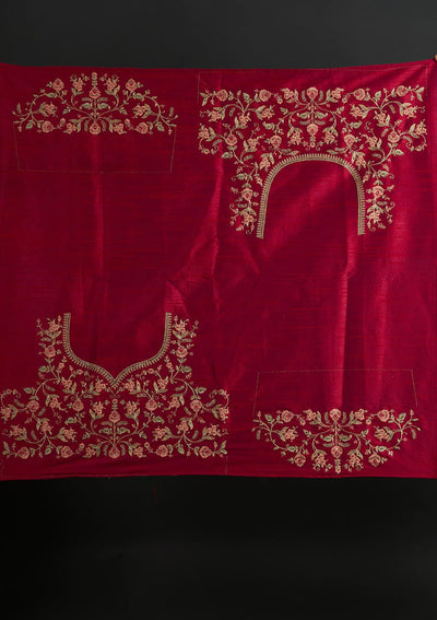 Magenta Pink Gotapatti Raw Silk Designer Semi-Stitched Lehenga - koskii
