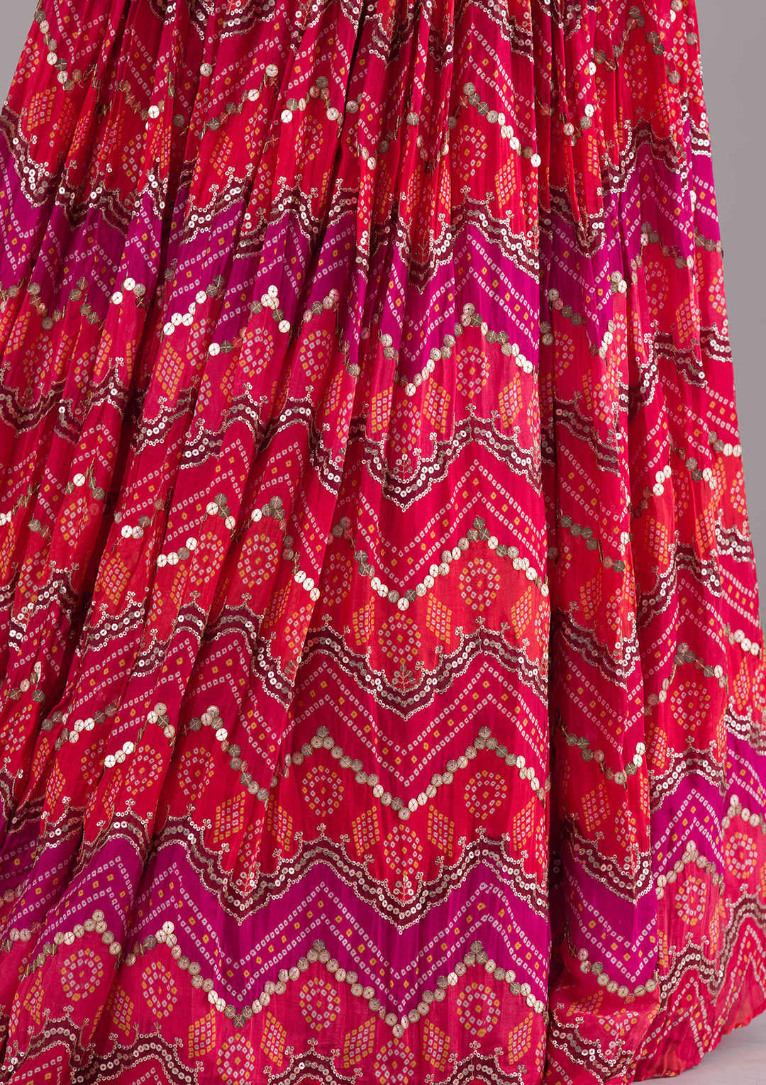 Magenta Pink Sequins Georgette Lehenga-Koskii