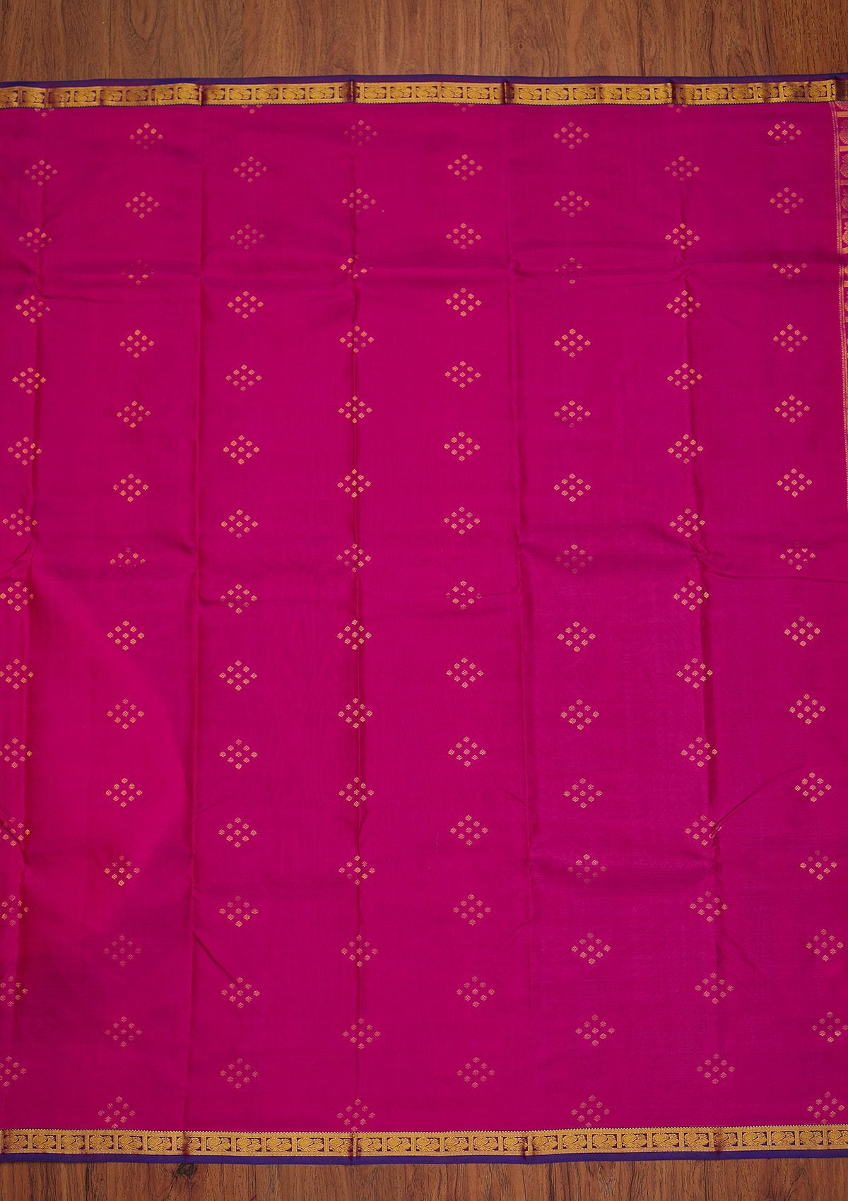 Magenta Pink Zariwork Pure Silk Designer Saree - koskii