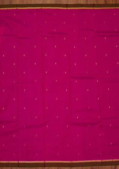 Magenta Pink Zariwork Pure Silk Designer Saree - koskii