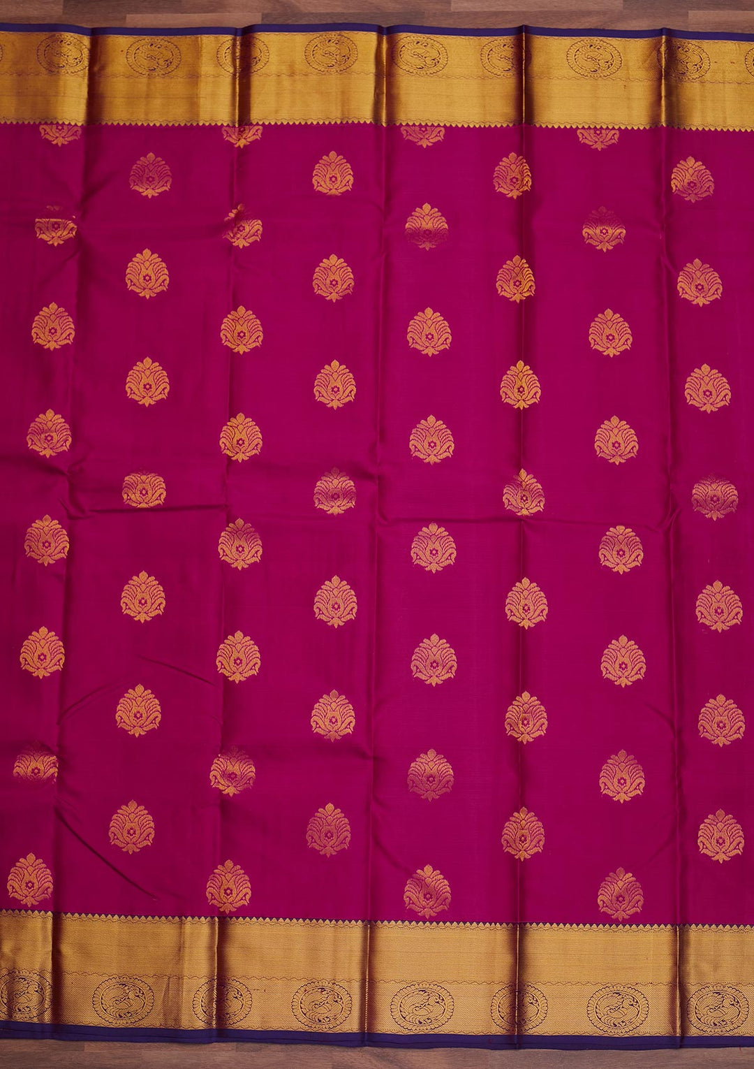 Magenta Pink Zariwork Pure Silk Designer Saree - Koskii