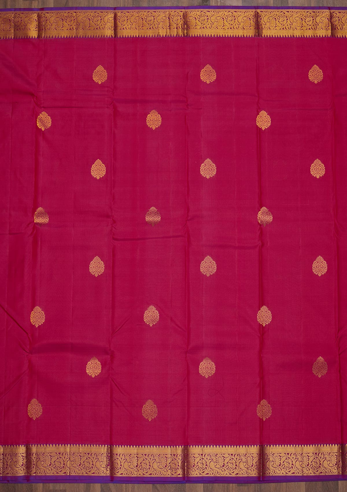 Magenta Pink Zariwork Pure Silk Saree-Koskii