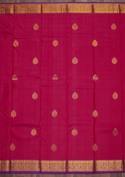 Magenta Pink Zariwork Pure Silk Saree-Koskii