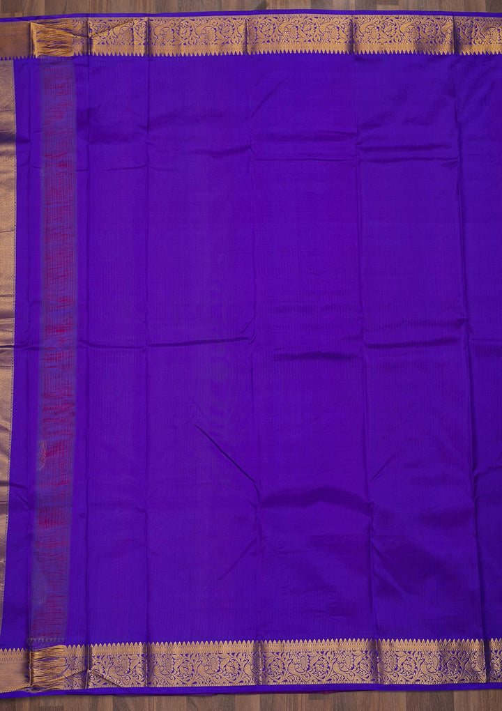 Magenta Pink Zariwork Pure Silk Saree-Koskii