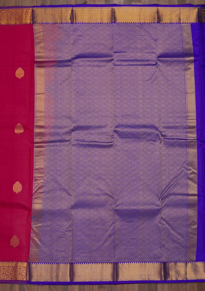 Magenta Pink Zariwork Pure Silk Saree-Koskii