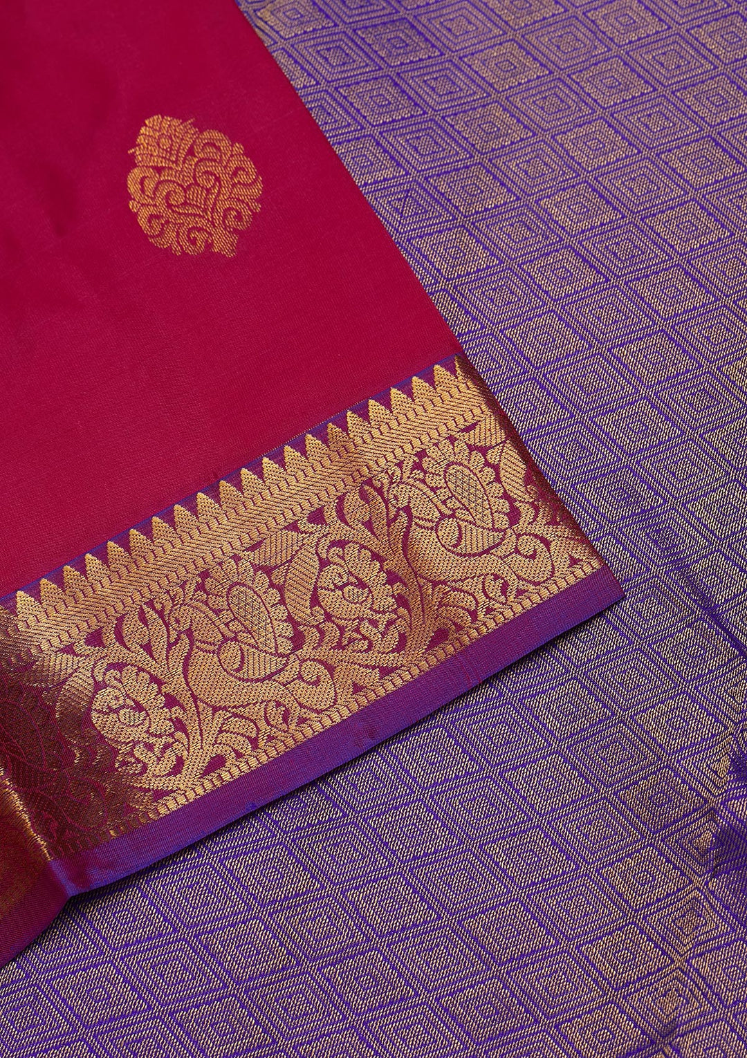 Magenta Pink Zariwork Pure Silk Saree-Koskii