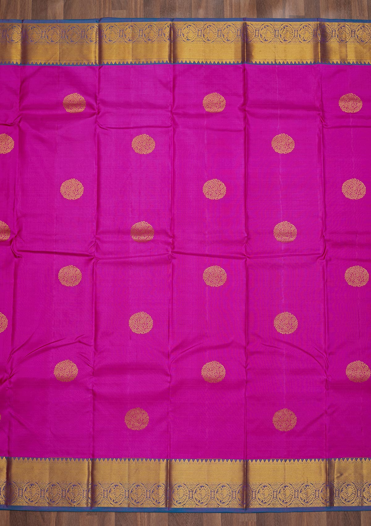 Fuschia Pink Zariwork Pure Silk Saree-Koskii