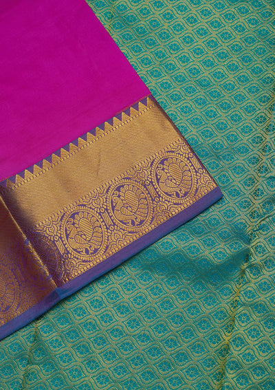 Fuschia Pink Zariwork Pure Silk Saree-Koskii