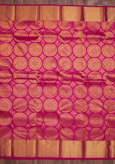 Magenta Pink Zariwork Pure Silk Saree-Koskii