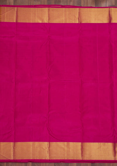 Magenta Pink Zariwork Pure Silk Saree-Koskii