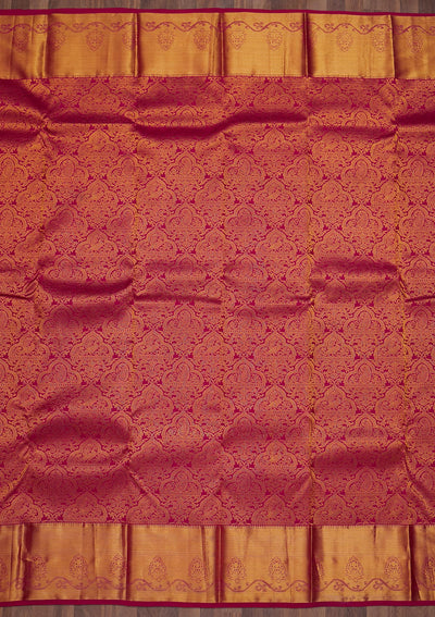 Magenta Pink Zariwork Pure Silk Saree-Koskii