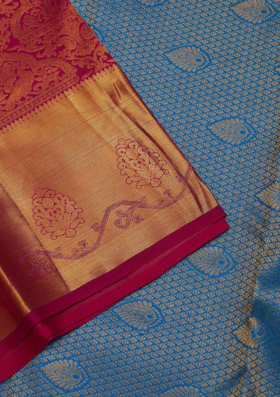 Magenta Pink Zariwork Pure Silk Saree-Koskii