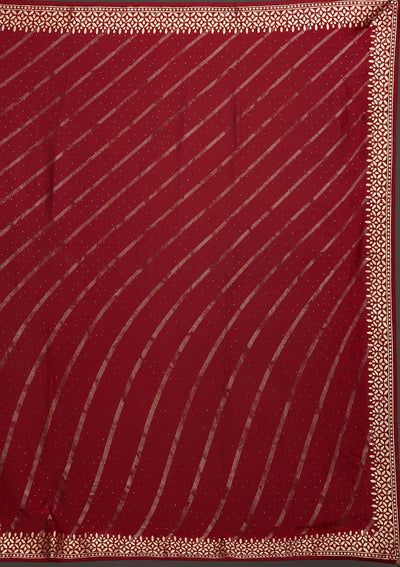 Maroon Gotapatti Shimmer Saree - Koskii