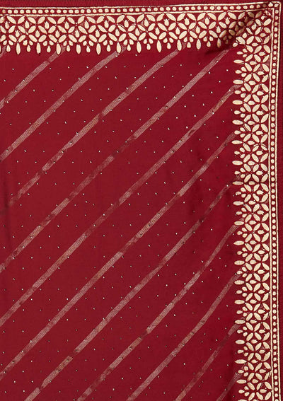 Maroon Gotapatti Shimmer Saree - Koskii