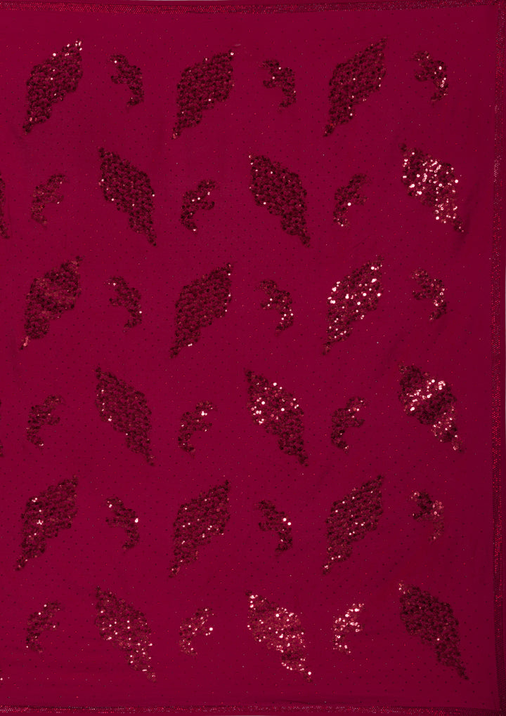 Maroon Sequins Art Silk Saree-Koskii
