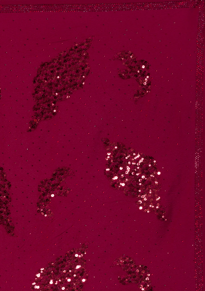 Maroon Sequins Art Silk Saree-Koskii