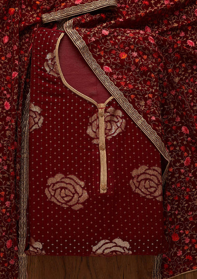 Maroon Sequins Georgette Designer Semi-Stitched Salwar Suit - Koskii