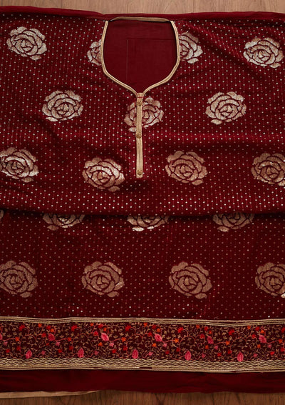 Maroon Sequins Georgette Designer Semi-Stitched Salwar Suit - Koskii