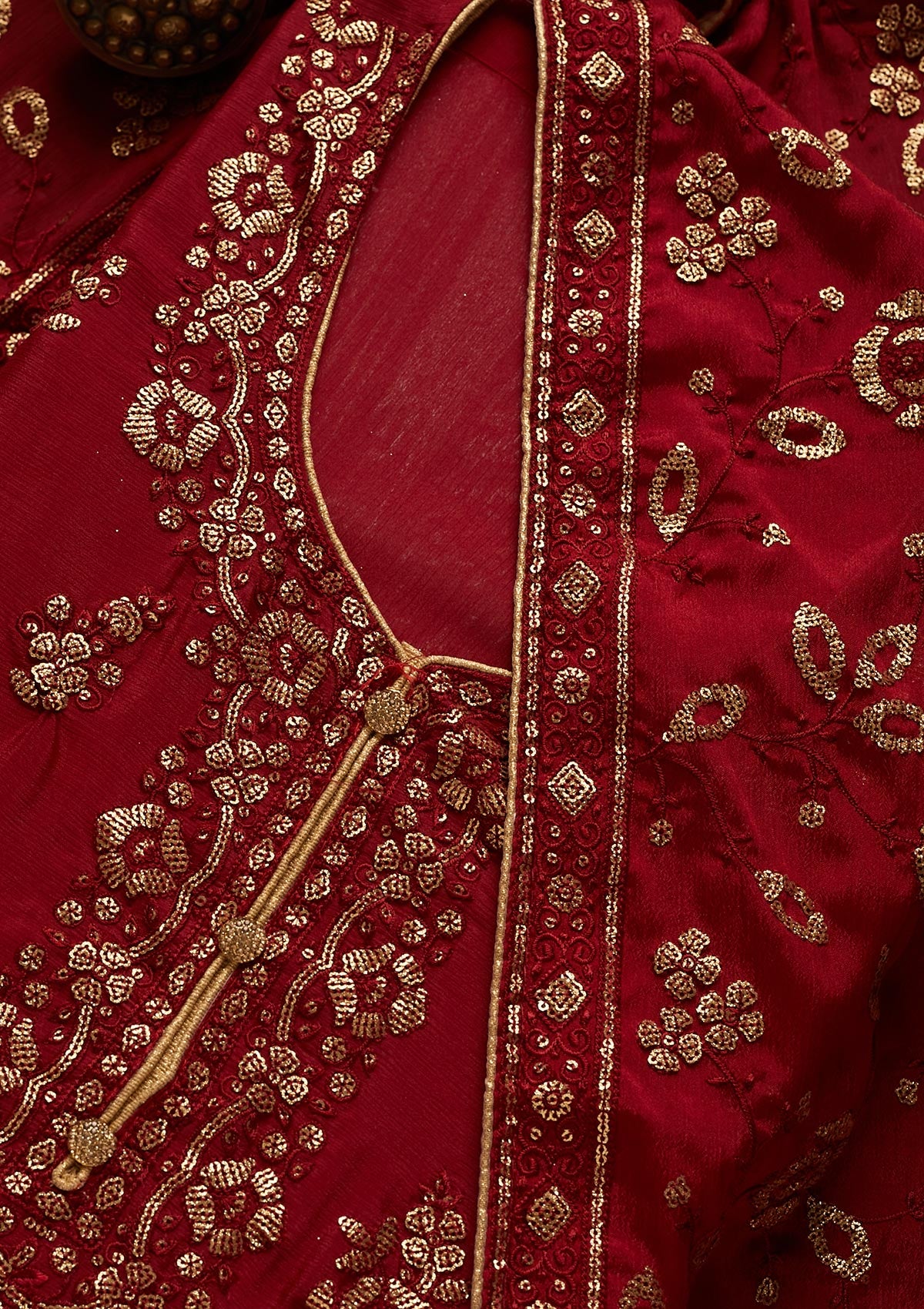 Maroon Sequins Georgette Unstitched Salwar Suit - Koskii