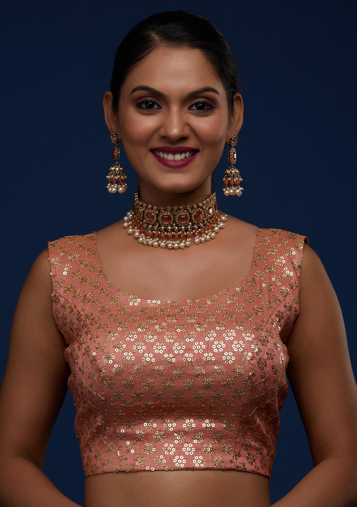 Maroon Sequins Semi Crepe Designer Lehenga - Koskii