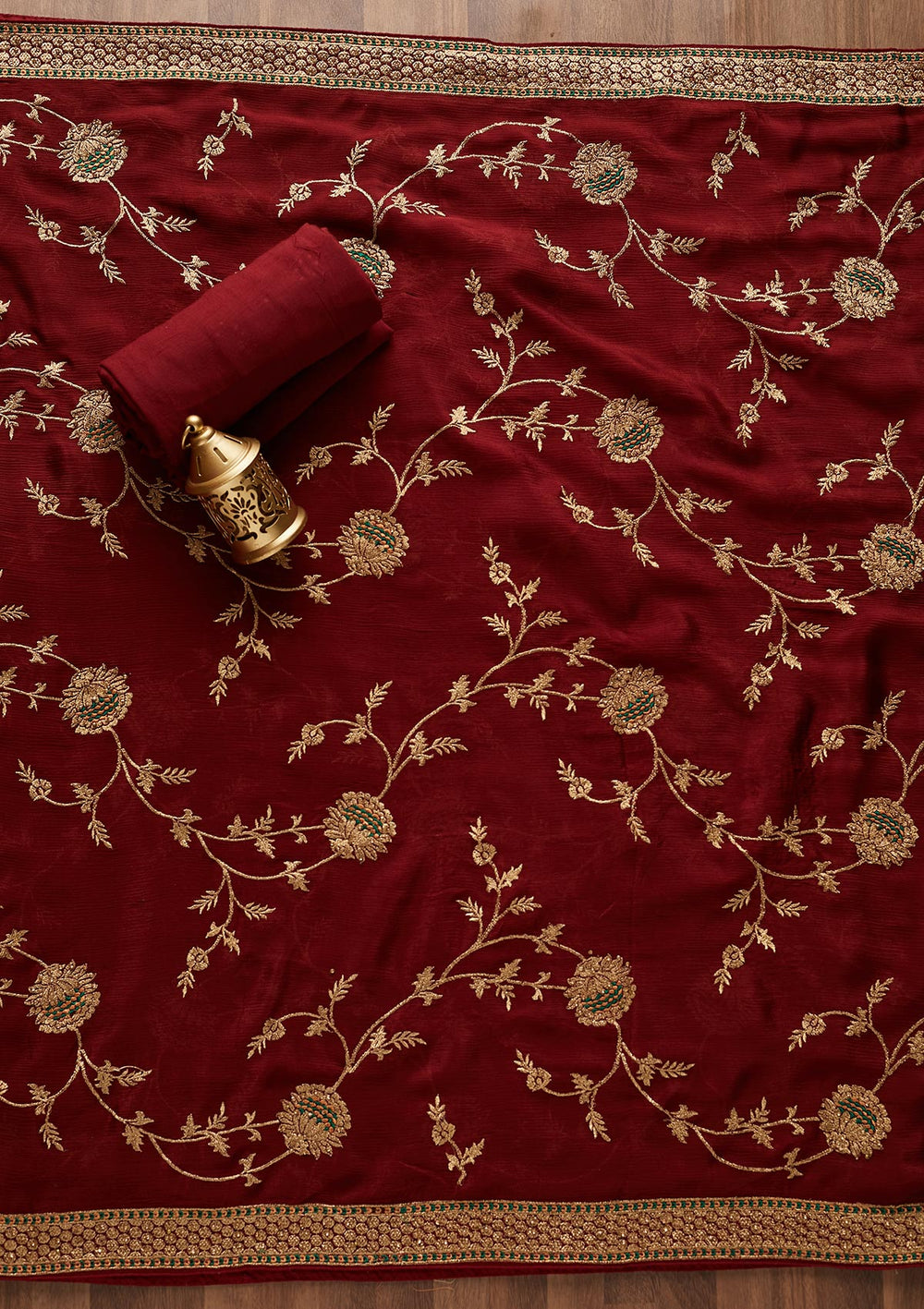 Maroon Stonework Georgette Designer Unstitched Salwar Suit - Koskii