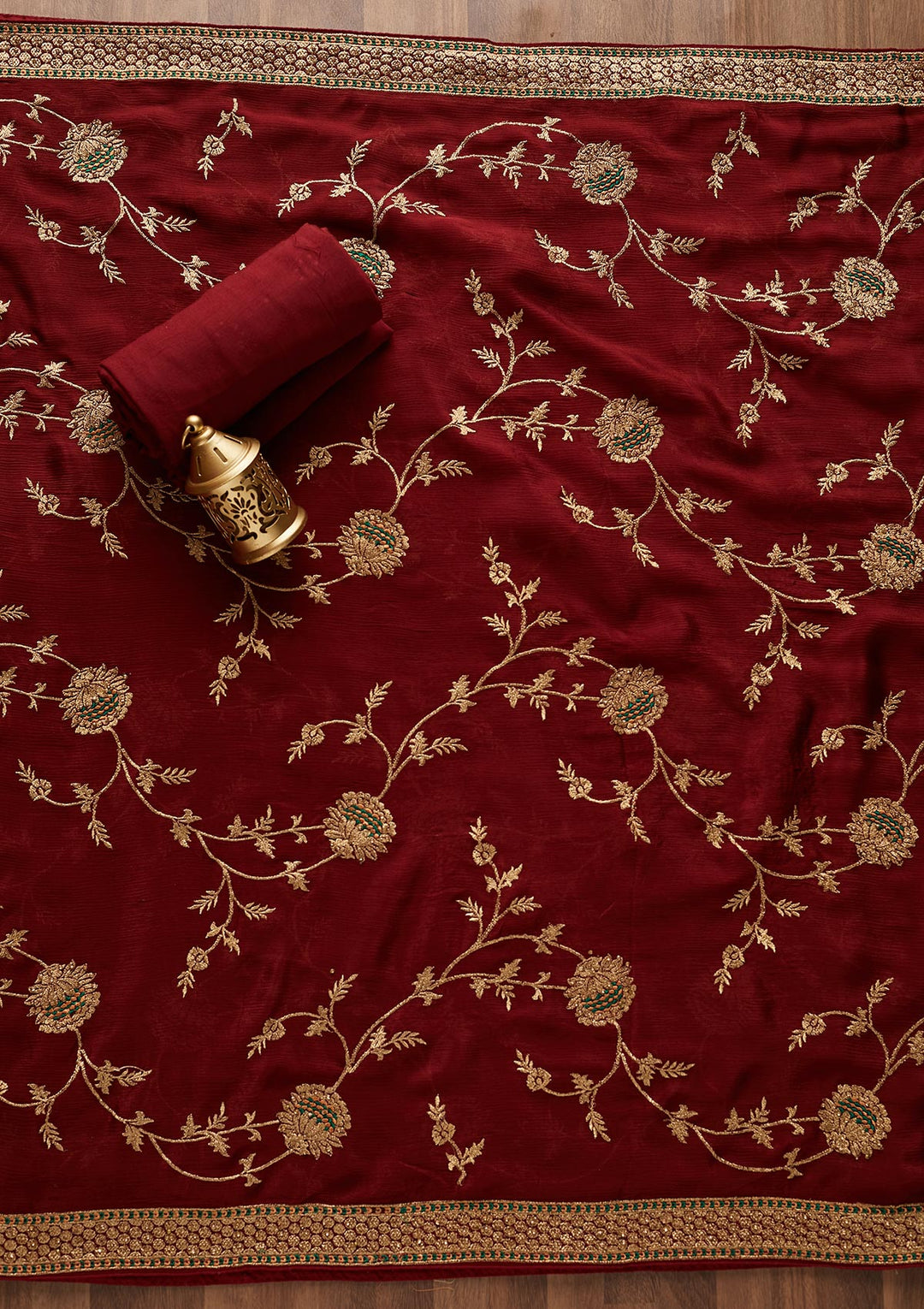 Maroon Stonework Georgette Designer Unstitched Salwar Suit - Koskii
