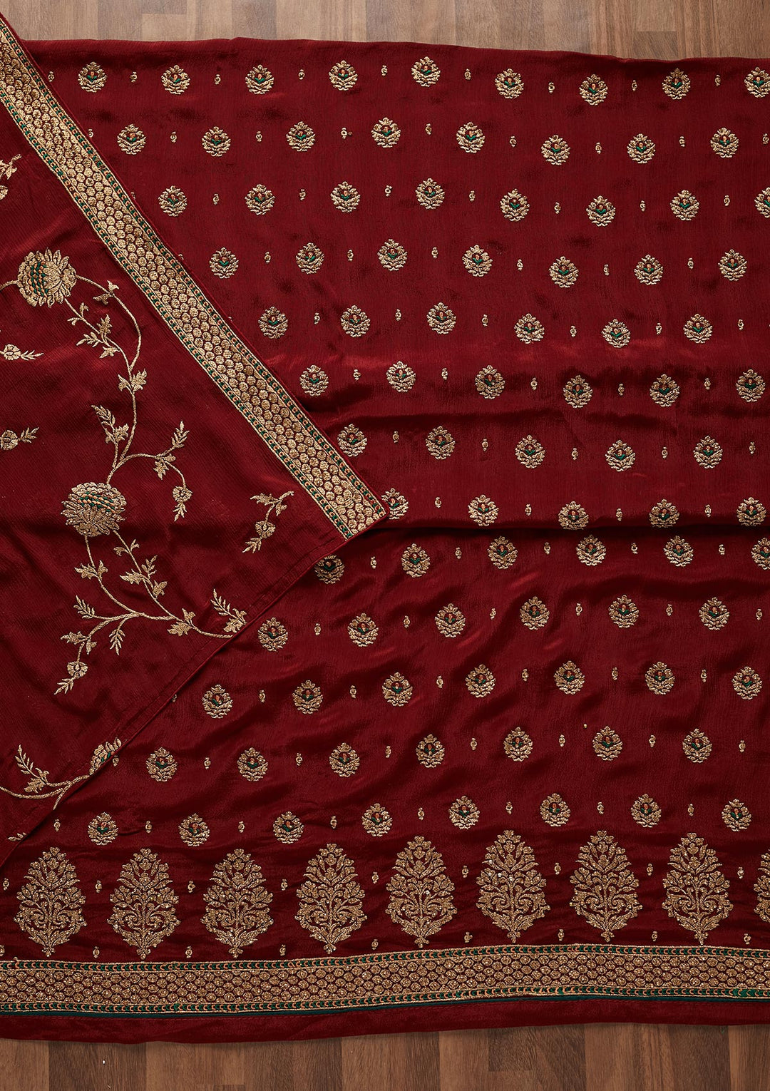 Maroon Stonework Georgette Designer Unstitched Salwar Suit - Koskii