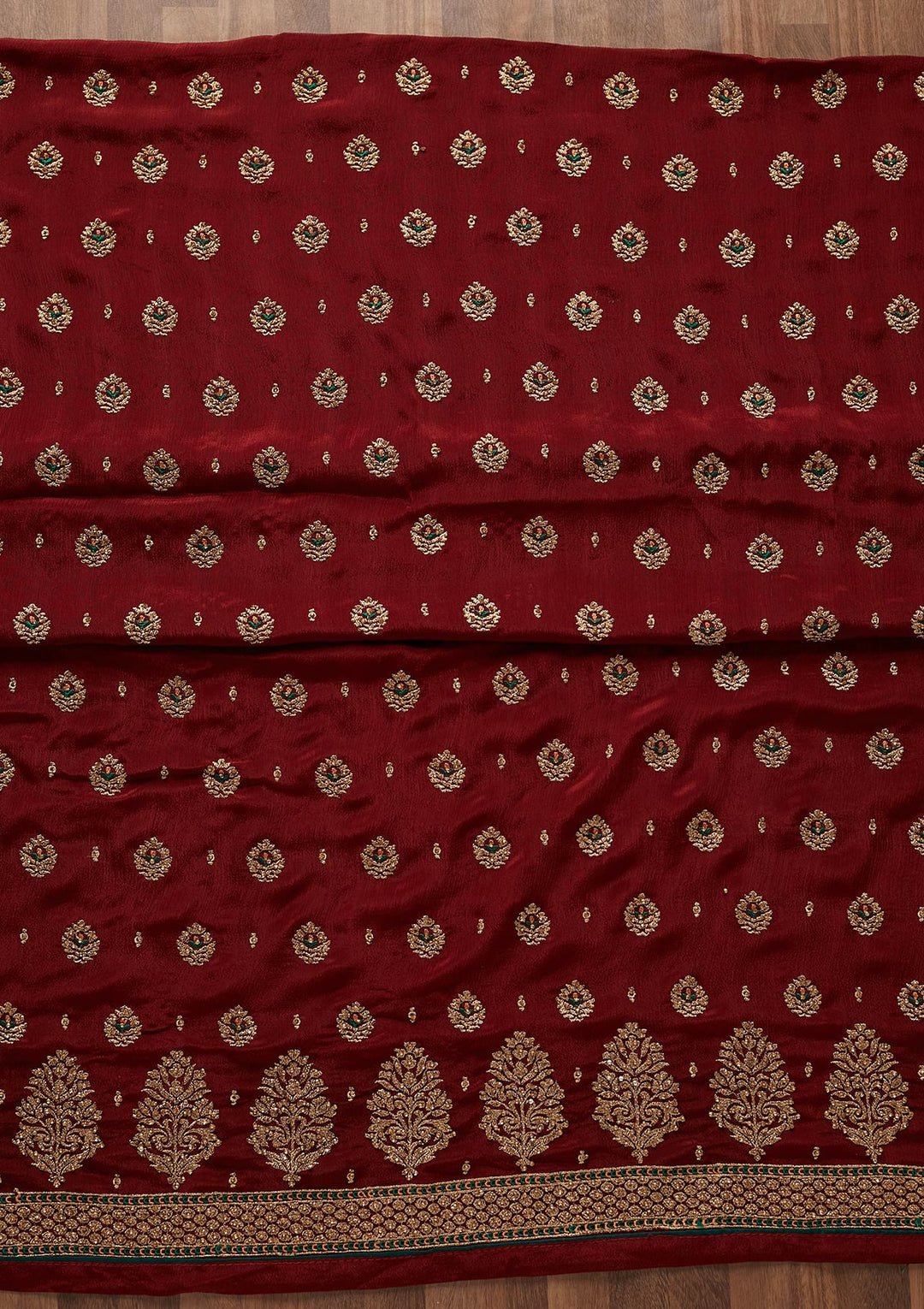 Maroon Stonework Georgette Designer Unstitched Salwar Suit - Koskii