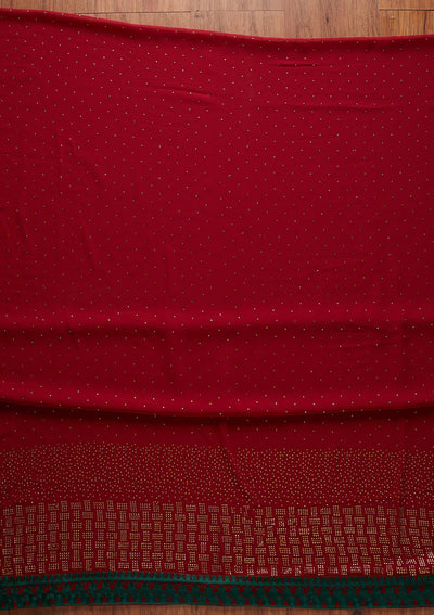 Maroon Swarovski Georgette Designer Unstitched Salwar Suit - koskii