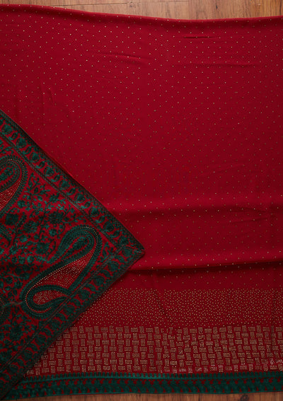 Maroon Swarovski Georgette Designer Unstitched Salwar Suit - koskii