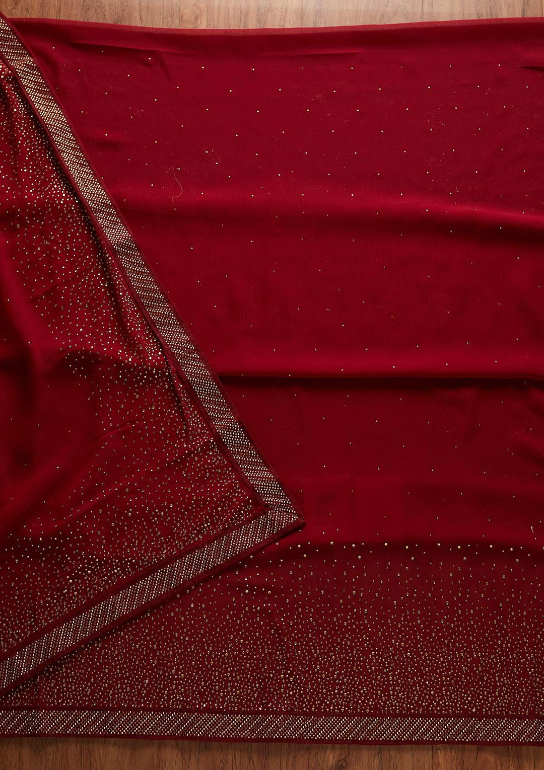 Maroon Swarovski Georgette Designer Unstitched Salwar Suit - koskii