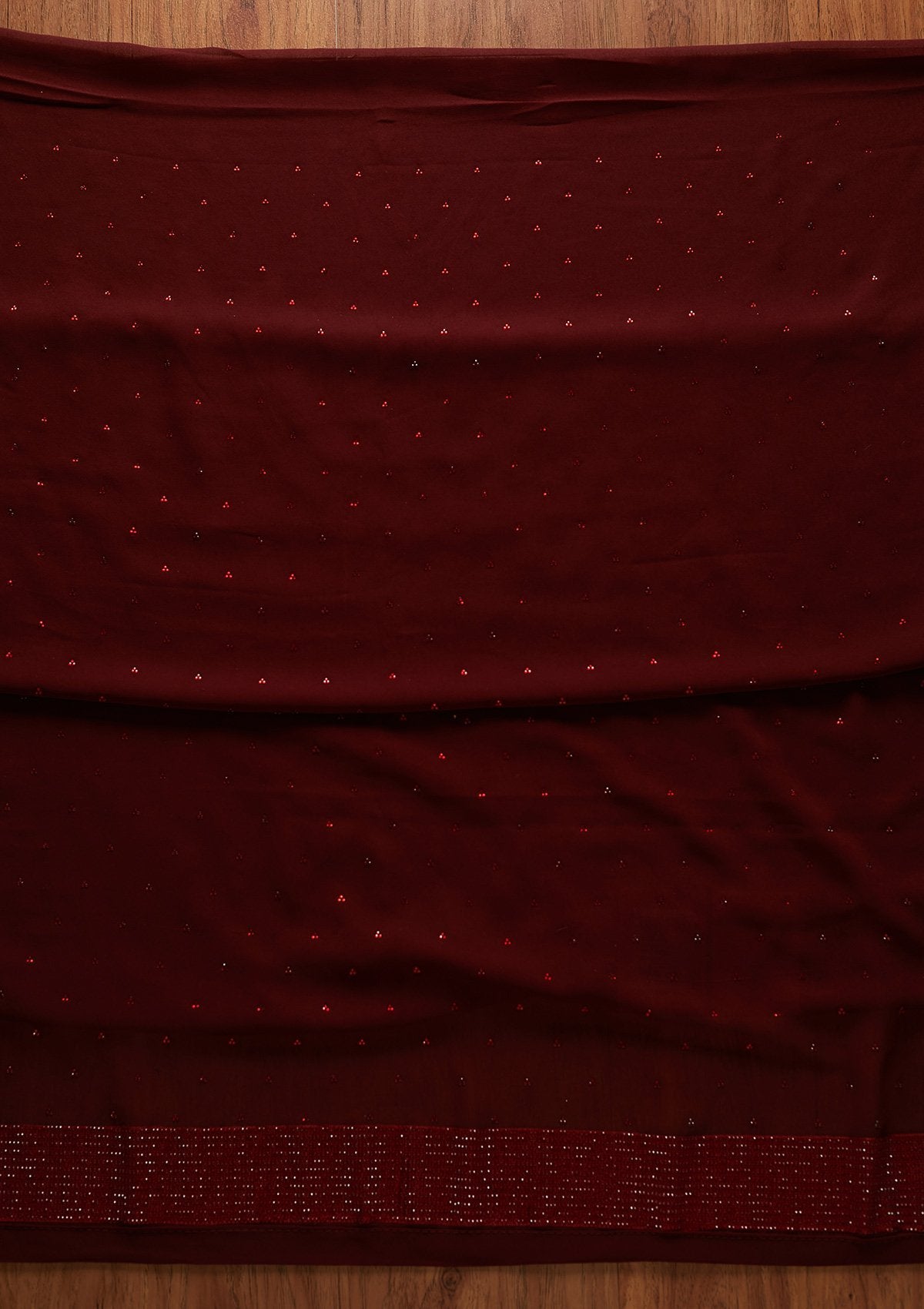Maroon Swarovski Georgette Designer Unstitched Salwar Suit - koskii
