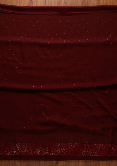 Maroon Swarovski Georgette Designer Unstitched Salwar Suit - koskii