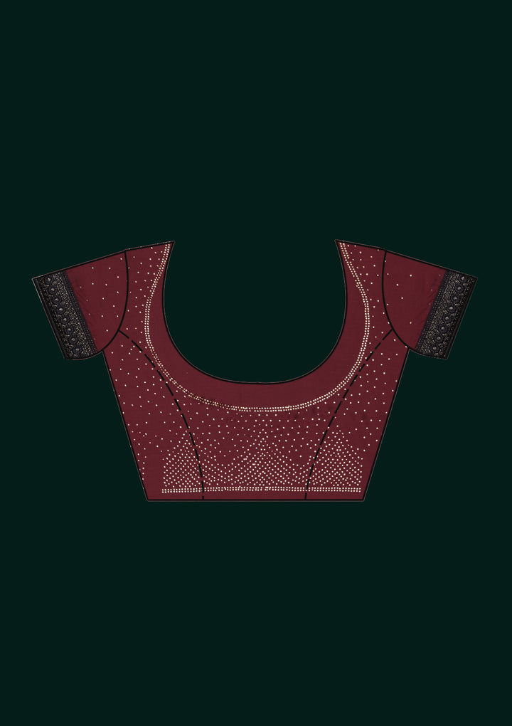 Maroon Swarovski Georgette Saree - Koskii