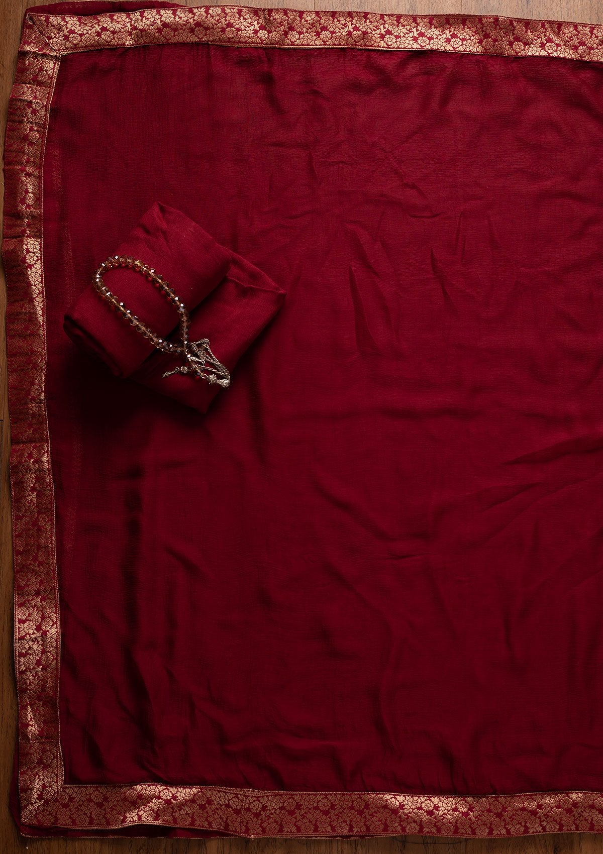 Maroon Swarovski Satin Designer Unstitched Salwar Suit - koskii