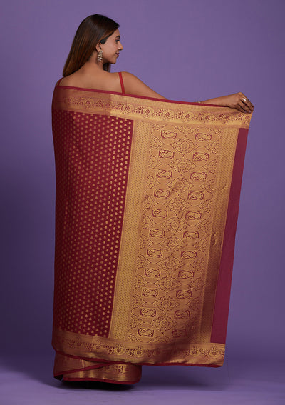 Maroon Zariwork Art Silk Saree-Koskii