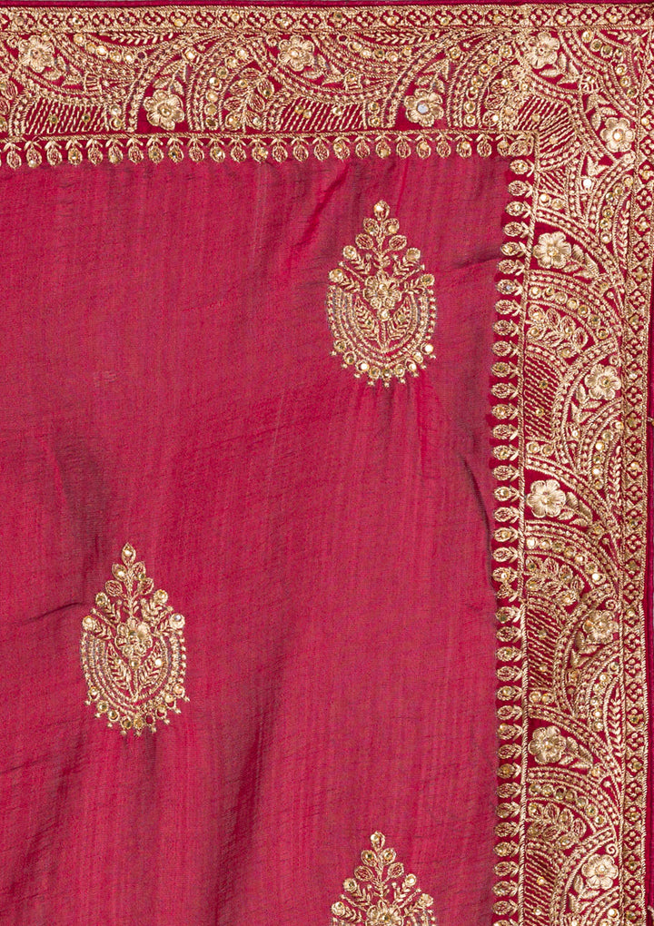Maroon Zariwork Art Silk Saree-Koskii