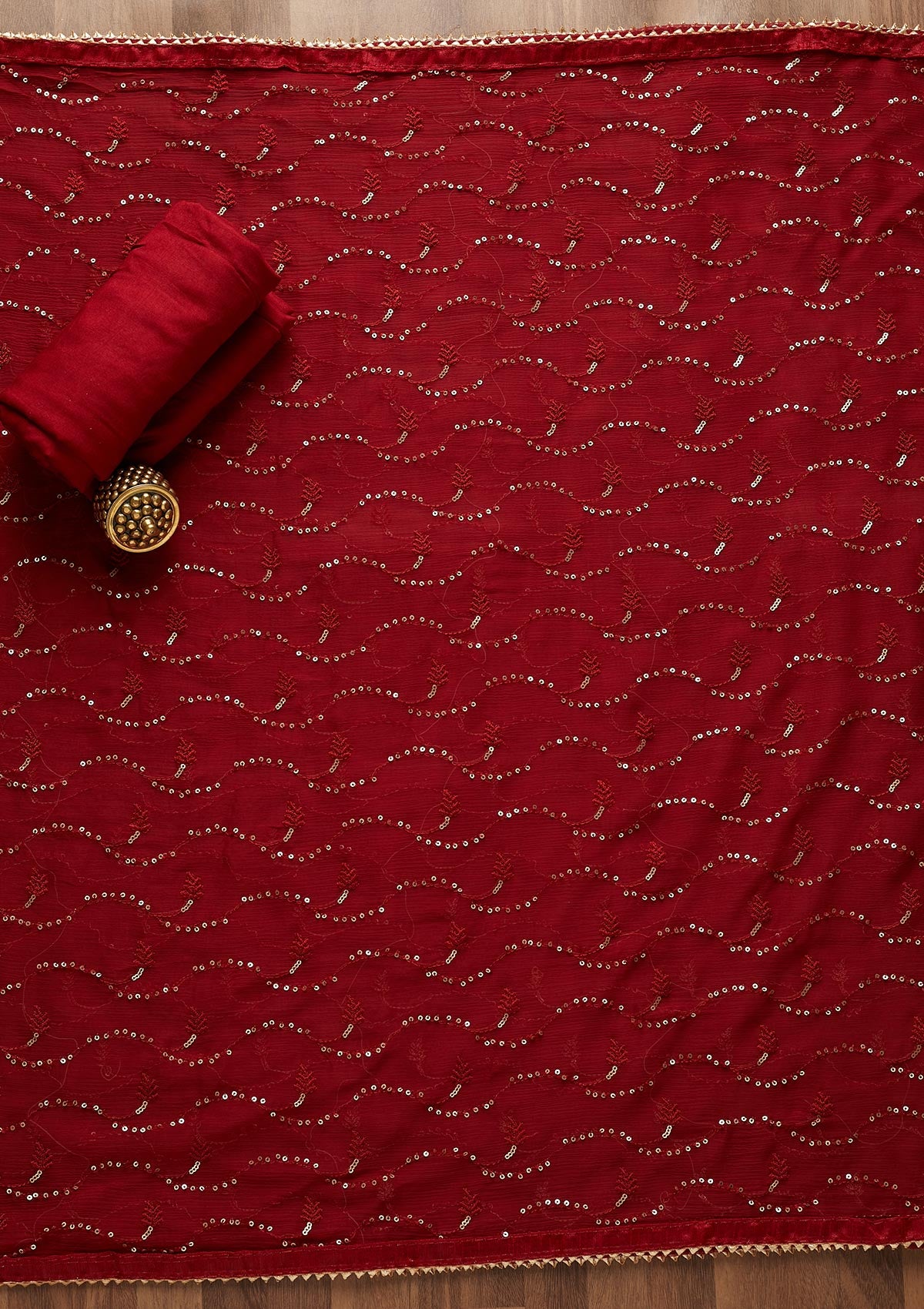 Maroon Zariwork Banarasi Semi-Stitched Salwar Suit-Koskii