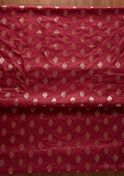Maroon Zariwork Banarasi Designer Unstitched Salwar Suit - koskii