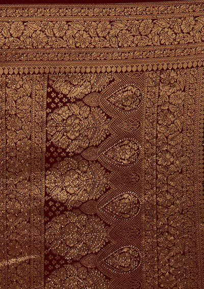 Maroon Zariwork Banarasi Designer Saree - Koskii