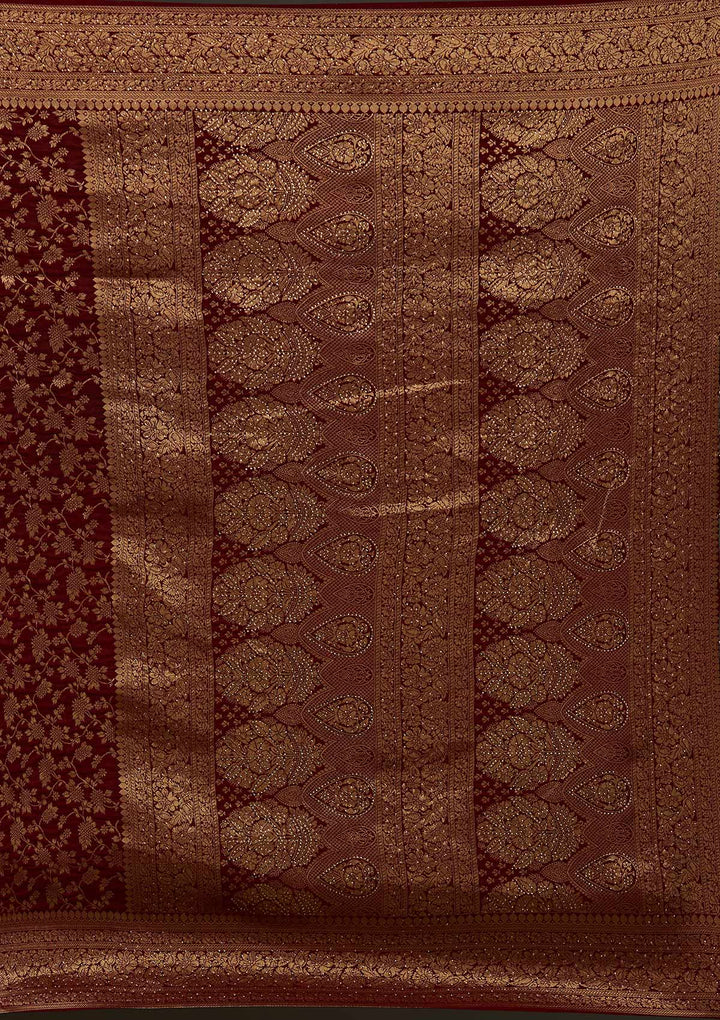 Maroon Zariwork Banarasi Designer Saree - Koskii