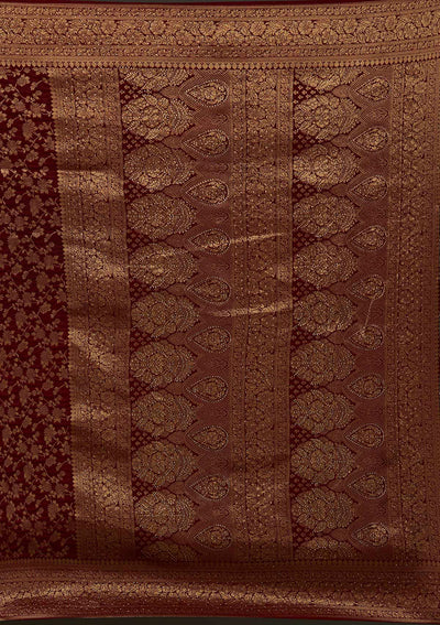 Maroon Zariwork Banarasi Designer Saree - Koskii