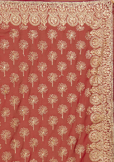 Maroon Zariwork Georgette Designer Saree - Koskii