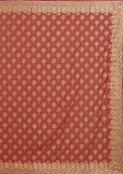 Maroon Zariwork Georgette Designer Saree - Koskii