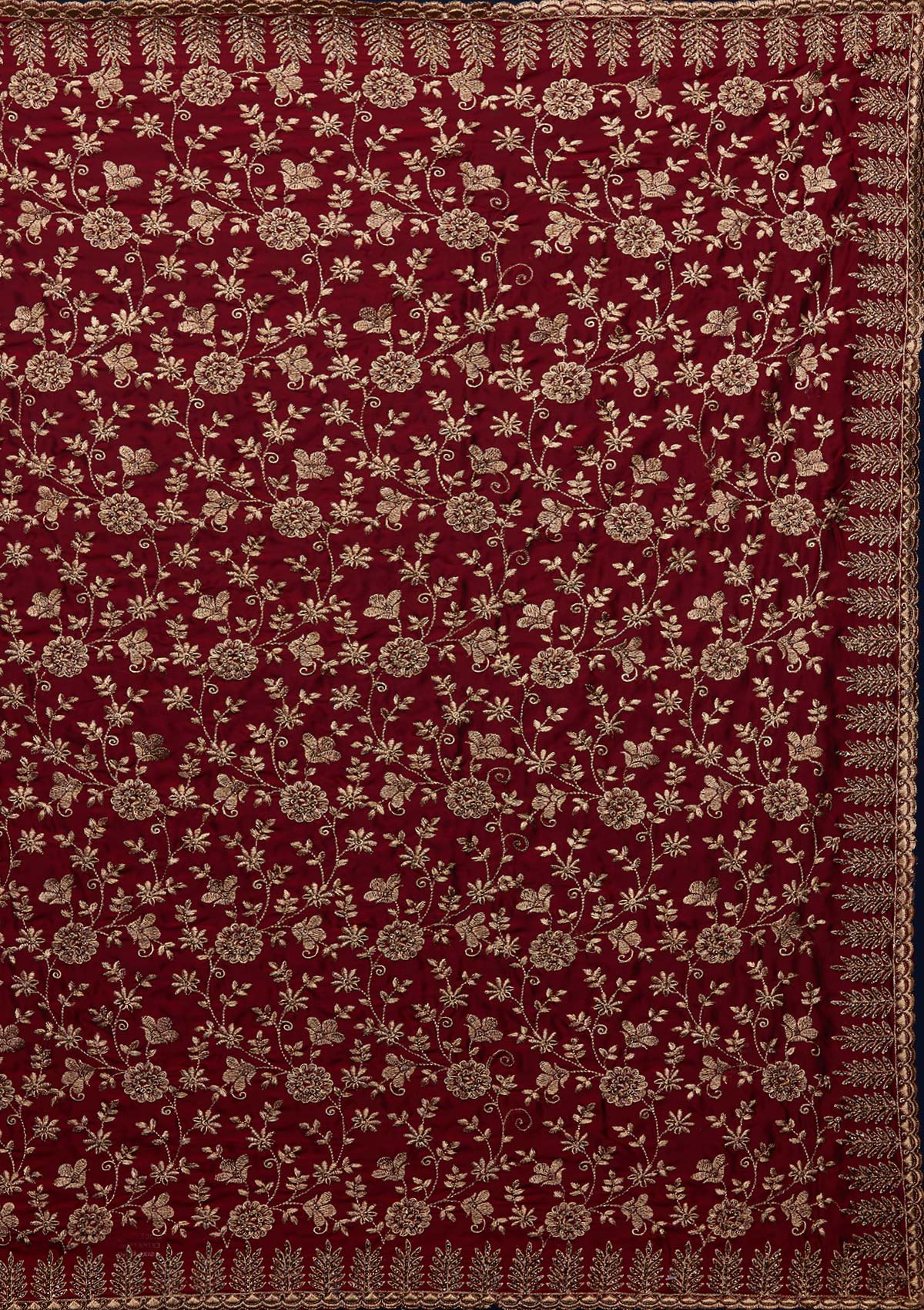 Maroon Zariwork Georgette Designer Saree - Koskii