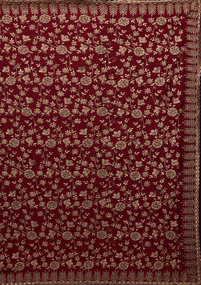 Maroon Zariwork Georgette Designer Saree - Koskii