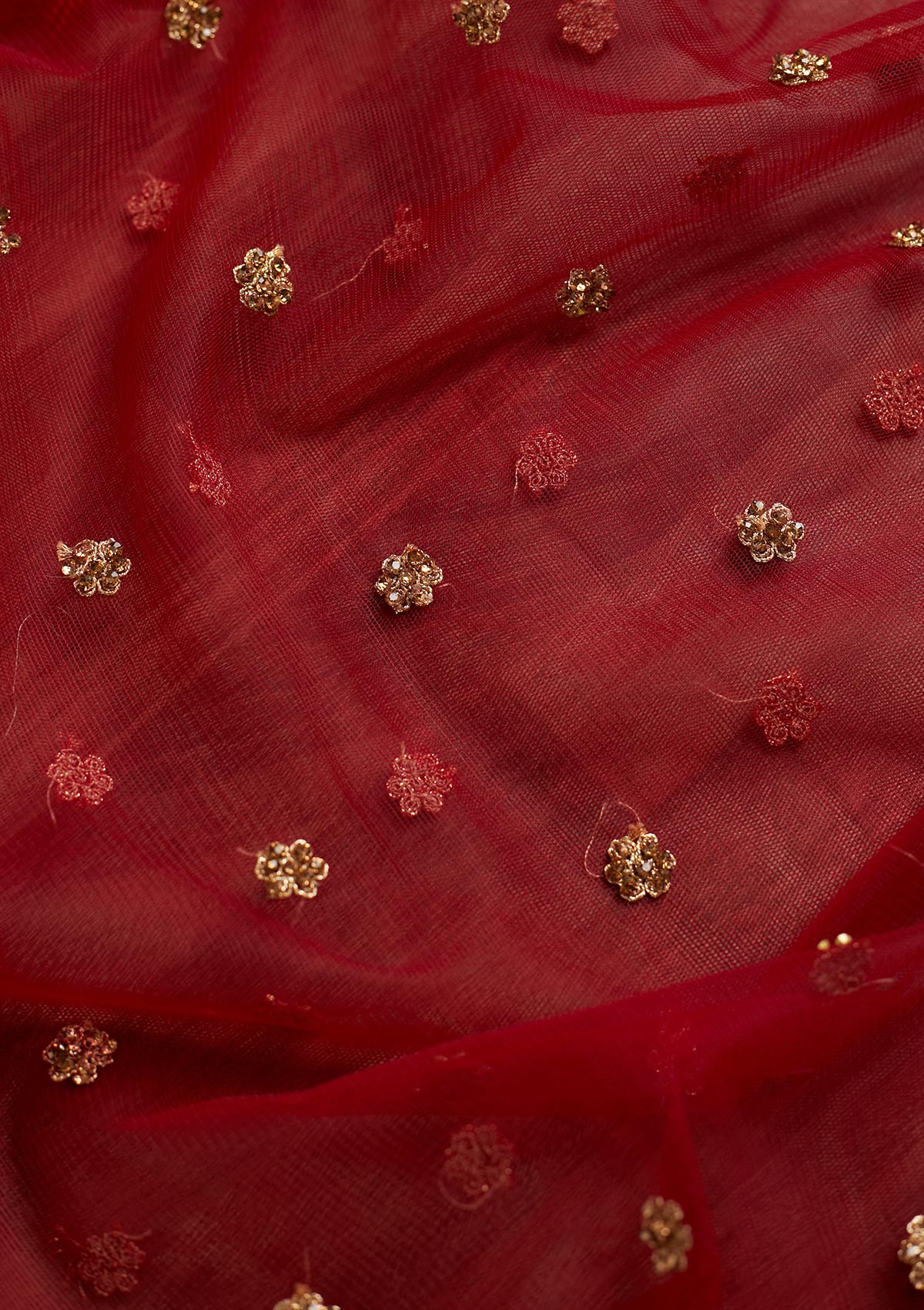 Maroon Zariwork Net Dupatta - Koskii