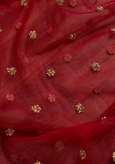 Maroon Zariwork Net Dupatta - Koskii