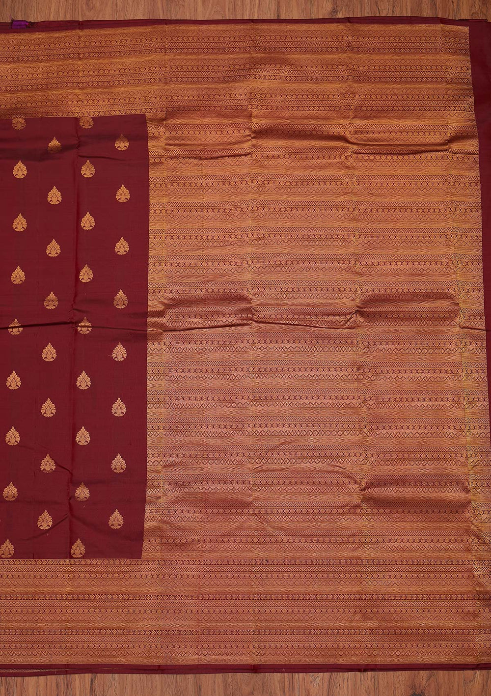 Maroon Zariwork Pure Silk Designer Unstitched Saree - Koskii